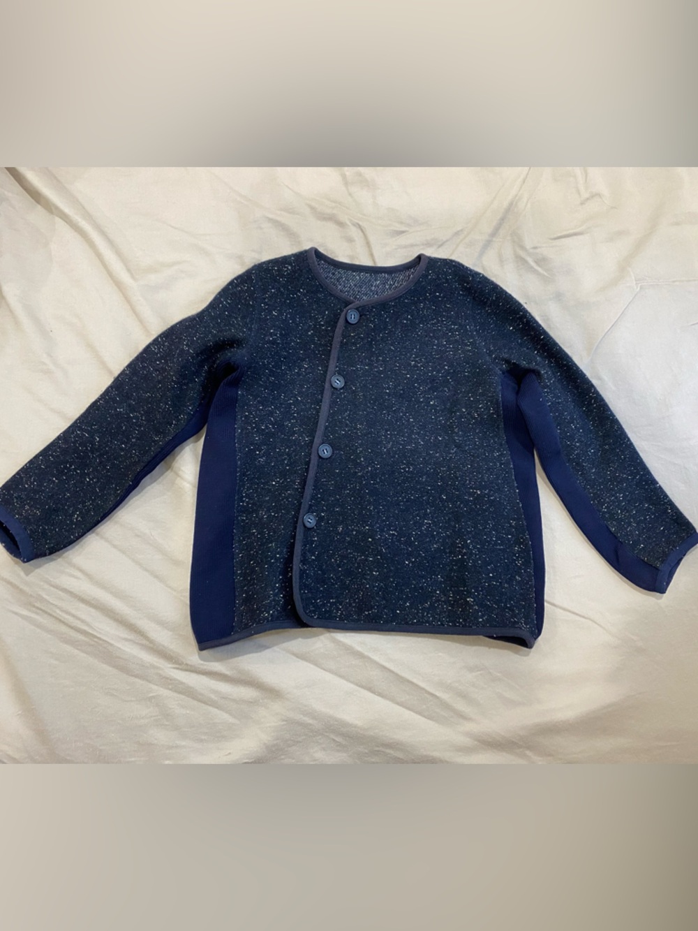 Navy Speckled Button-Up Cardigan